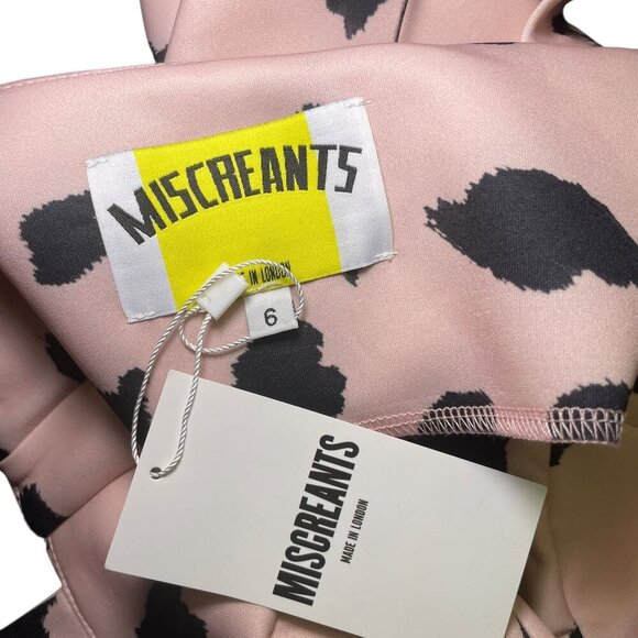 Miscreants Leo Bodysuit Pink Black Feather Trim UK 6 / US 2 NWT - Picture 8 of 8